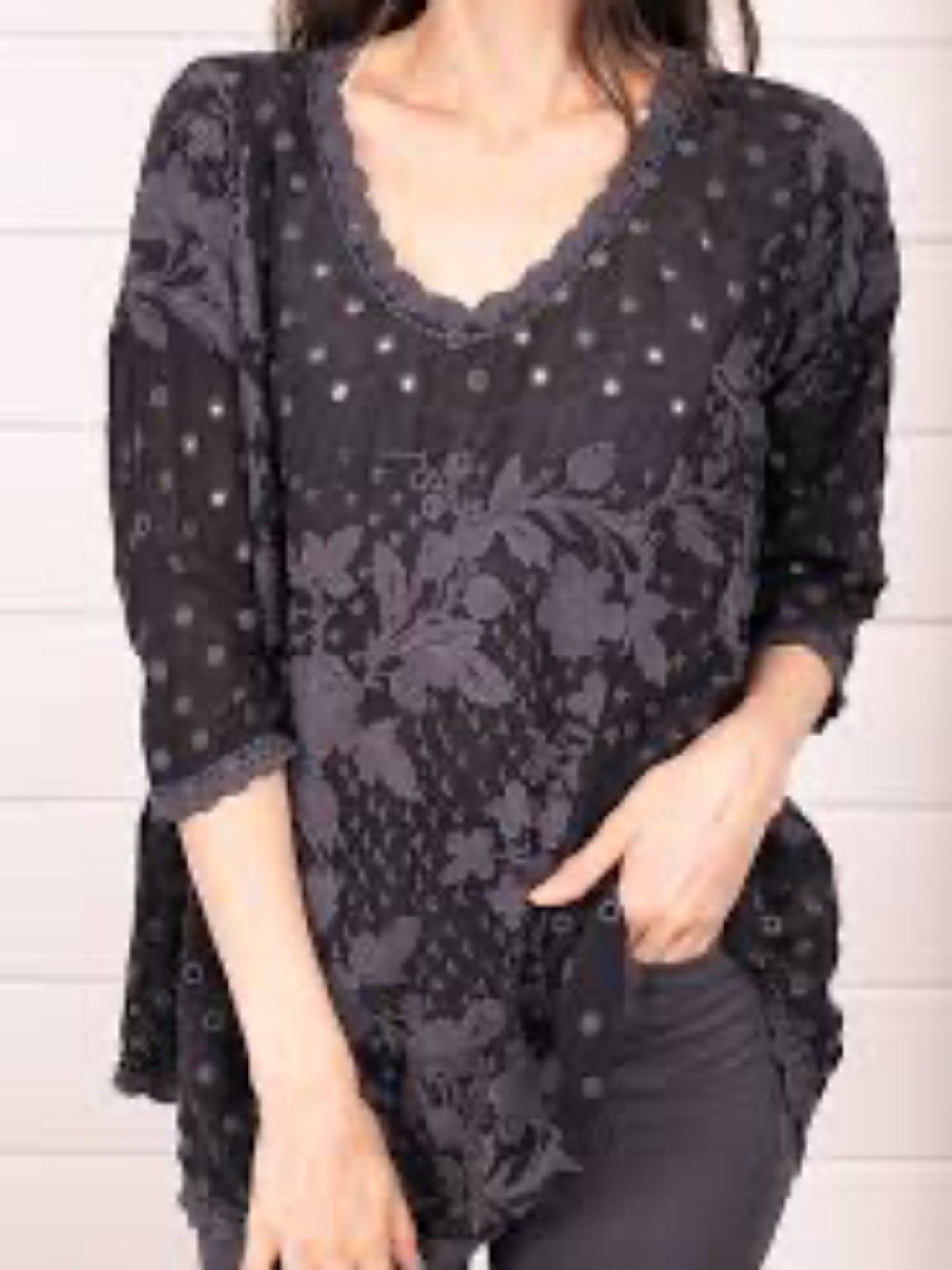 Johnny Was XS Embroidered Melby Kenzie Top